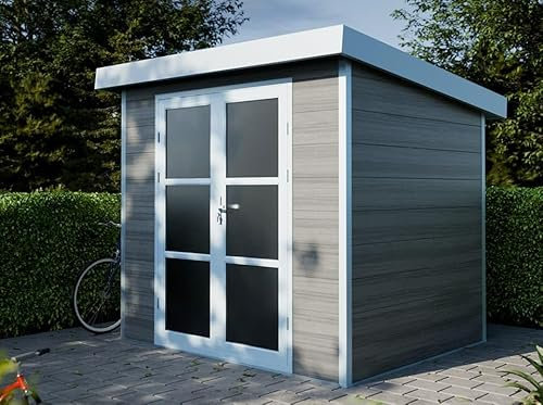 Direct ABRIS Abri de Jardin Composite Alma - 5m2 - Gris Clair - Cabane - Cabanon de Jardin - Bois Composite - WPC - Atelier - Abri Velo