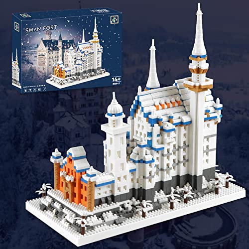 Finger Rock Deutschland Berühmte Architecture Neuschwanstein Klemmbausteine Set, 2800 Stück Architektur-Modell Mini Bauteine Schloss Geschenk für Erwachsene oder Jugendliche