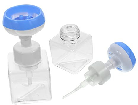 WESIEVYA 2stücke Nachfüllbare Press-seifenspender Für Schaum Transparente Flasche Mit Blauem Blumenaufsatz Für Duschgel Handseife Und Lotionen