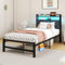 QUCENAK 3ft Single Bed Frames with Upholstered Storage Headboard,Upholstered Bed Frame single size,Mattress Foundation/Strong Steel Slat Support/Under Bed Storage/Easy Assembly