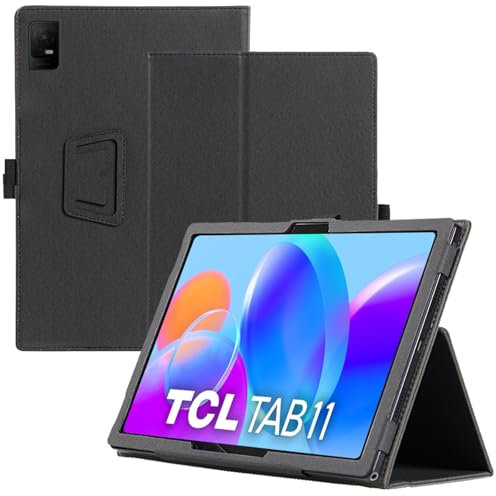 Haofun Custodia Cover Compatibile con TCL NXTPAPER 11 WiFi/Tab 11, Sottile Leggero Cover con Supporto per Matita e Cinturino, Custodia in PU Case con Multi-Angolo Regolabili (Nero)