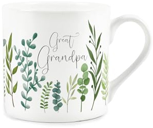 Purely Home Great Grandpa Ferns & Greenery Mug - Great Grandfathers Garden Themed Bone China Mug Gift - Tea/Coffee Hot Drinks Cup Present