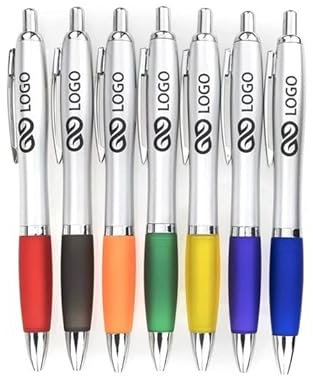 WPRO Kugelschreiber bedrucken, 100 Stück David, schwarz, blau schreibend, personalisierte Werbekugelschreiber für Firmen und Events, große Druckfläche für klare Markenwirkung