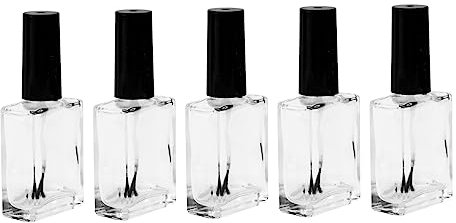 Mikinona 15ml Refillable Nail Polish Bottles Set of 5 Square Bottles with Brush inside