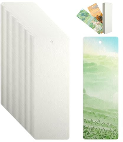 50 Blatt Aquarell Karten Blanko 5x15cm, Aquarellpapier 300g/㎡ Blanko Lesezeichen Basteln, Aquarellblock Lesezeichen Papier, Klein Aquarellpapier Postkarten Karten für Handbemalt,Wasserfarben,DIY