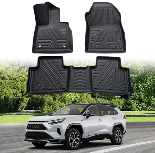 ECOZEN Fußmatten für Toyota RAV4 Benziner(ICEV)/XA50/Hybrid HEV 2019-2026, passgenau Kratzfest Original 3D-Scan Gummimatten Set für Toyota RAV4 aus sicher geruchlos TPE, Allwetter Fussmatte hohem Rand