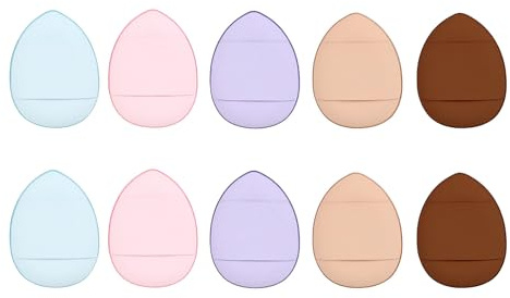 GGUFAY 10 Stück Mini-Puderquaste, Puderquaste, Finger-Make-up-Schwamm, Make-up-Puderquaste für Foundation, Concealer, loses Puder, Rouge, Nass- und Trocken-Schönheits-Make-up-Tools