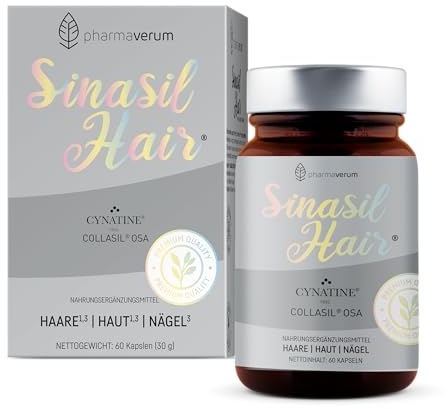 Sinasil Hair - Für Haare, Haut, und Nägel - Mit Cynatine HNS Keratin, Kollagen, Biotin, Zink & Vitamin E - 60 Kapseln für 1 Monat