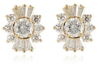 Daesar Ohrstecker 750 Gold Damen, Ohrringe Blume mit Moissanit Hochzeit Ohrstecker Nickelfrei Echtschmuck