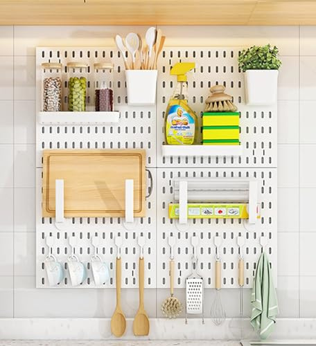Panneau Perforé Mural,Pegboard Gaming,Organiseur Garage Plastique Panneaux Perforés Avec Accessoires,Kit Rangement D'outils Pour Bureau,Salle D'artisanat,Maison,Entrepôt 4 piece (30*30cm),A