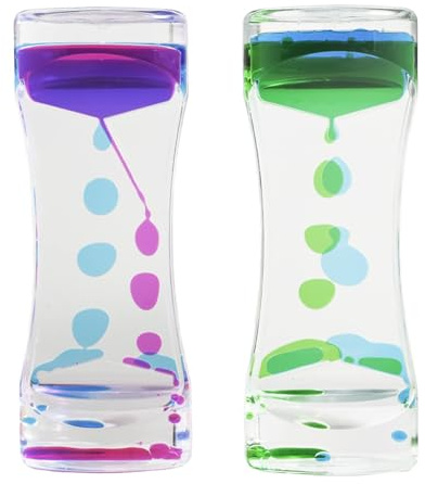 Minuteur Sensoriel Liquide,2 PCS Bouteille Sensorielle et Sablier Liquide Minuteur avec Bulles Jouet Anti-Stress Sensoriel pour Enfants Adultes Autisme et Besoins Spéciaux Détente