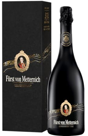 Fürst von Metternich Riesling Brut Sonderedition in hochwertiger Geschenkverpackung (1 x 0,75 l) – Jahrgangssekt 2018 - Deutscher Premiumsekt aus dem Rheingau Flaschengärung