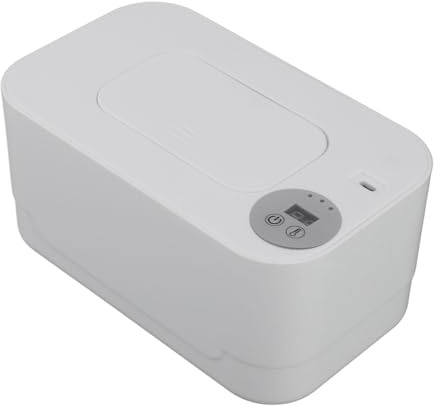 OEBUAFI Portable Baby Wipes Warmer with Intelligent Temperature Control Low Heat Technology for Gentle Skin Care Wipes Holder Dispenser Wipe Heater (White)