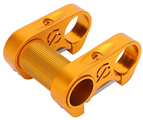 Jxngery Faltrad-Lenker, 25,4 mm Vorbau, Aluminiumlegierung, hohl, SP8, modifizierter Doppelvorbau (Gold)