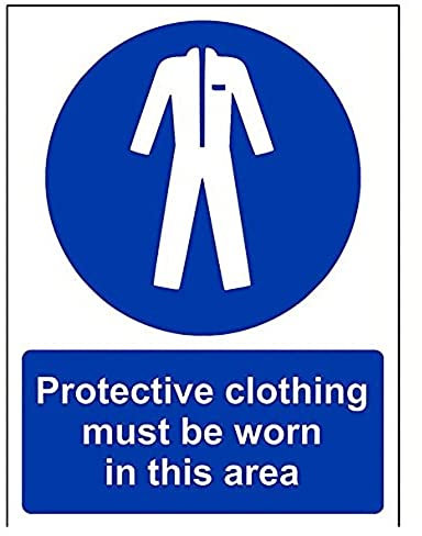 vsafety 41067 an-s SCHUTZKLEIDUNG zu tragen, in diesem Bereich Pflicht Schutzbekleidung Schild, selbstklebend, Hochformat, 150 mm x 200 mm, blau