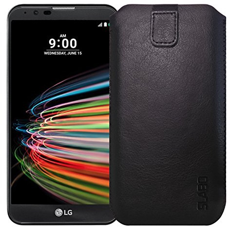 Slabo Schutzhülle für LG X Mach Schutztasche Handyhülle Case aus PU-Leder - SCHWARZ | Black