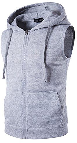YCHENG Herren Sport Freizeit Kapuzensweatshirt mit Reißverschluss Shirts Weste, M, Grau 2