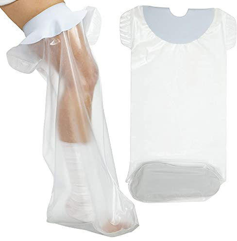 Vive Leg Cast Cover for Shower - Waterproof Bag Bandage Protector for Broken Foot, Ankle, Knee, Toe - Watertight Adult Plastic Protection Dry Bag - Water Tight, Resistant, Submersible Seal