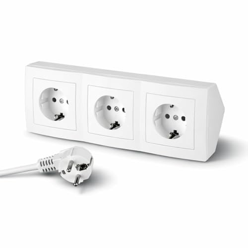 LUNIVERS Steckdosenleiste 3-Fach, Netzkabel, reinweiß