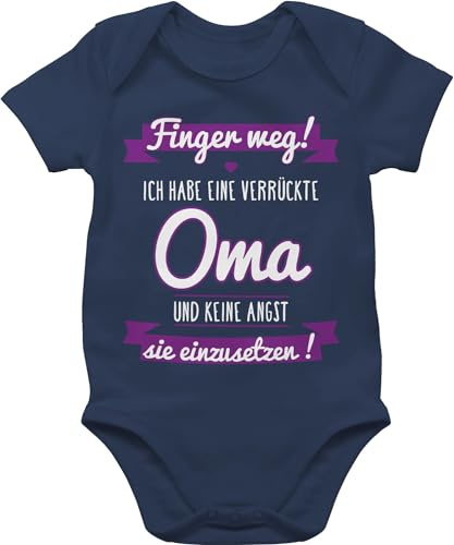 Shirtracer - Baby Body Kurzarm - Sprüche - Finger weg ich habe eine verrückte Oma I
