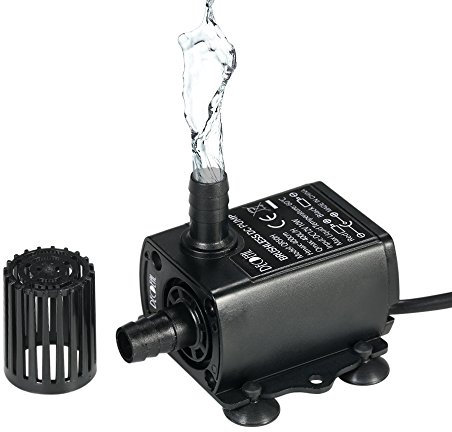 Decdeal 10W Tauchpumpe Aquarium Pumpe Förderpumpe Wasserpumpe mit Fluss-Einstellung 400L/H, Max Höhe 4m, Inkl. Filter