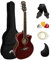 Tiger ACG1-RD Guitarra acústica de cuerpo pequeño con cuerdas de acero para principiantes - Rojo