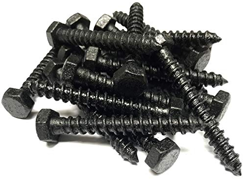 400 Stück 8x60 Sechskant Holzschrauben DIN 571 schwarz matt lackiert (RAL 9005), Stahl verzinkte Deko Schlüsselschrauben schwarz lackiert Durchmesser: 8mm Länge: 60mm - 400 Stück