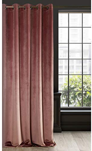 Eurofirany RIA Blickdicht Samtvorhang mit Ösen-1 STK. Einfarbig Thermogardine, Verdunklungsvorhänge, Wohnzimmer, Schlafzimmer, Lounge, 290 g/m2, Velvet, DUNKEL ROSA, 140x250cm