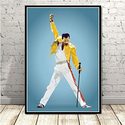 JWJQTLD Leinwanddruck Freddie Mercury Poster Und Drucke Bohemian Rhapsody Queen Wand Kunst Leinwand Gemälde An Der Wand Bilder Wohnzimmer Home Decor