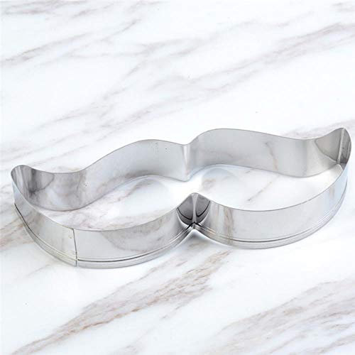 1 emporte-pièce en acier inoxydable - Pour gâteau, barbe, moustache, pâtisserie, fondant, gâteau, biscuit, pâtisserie, pâtisserie, pâtisserie, ustensiles de pâtisserie, 9 x 2,5 cm.