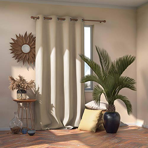 AmeliaHome Blackout Vorhang 140x270 cm Creme 1 St. Ösenschal Verdunkelungsvorhang Blickdicht Fensterdekoration Dekoschal Dekorvorhang Blackout