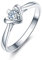 Beydodo Trauringe Weißgold 750, Hochzeitsinge Herz Ring mit Rund Diamant 0.2ct Verlobungsring Weißgold Große 56 (17.8)