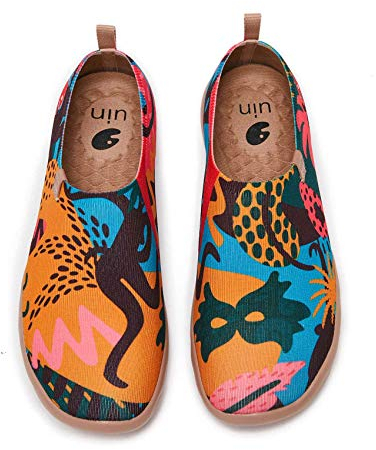 UIN Carnival Damen Painted Slip On Schuhe Lässiger Reiseschuhe Segelschuhe Leicht Loafer Schuhe Gestrickt Grün(38)