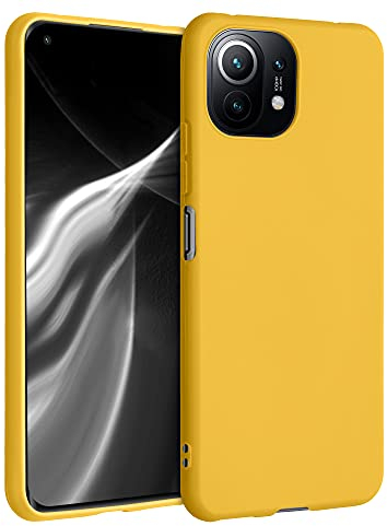 kwmobile Funda para Xiaomi 11 Lite (5G) NE/Mi 11 Lite (5G) Carcasa - Ultrafina de TPU y Silicona con Bordes elevados anticaídas - Amarillo Miel