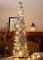 HMASYO 5 FT Pop Up Christmas Tree with Timer Lights, Silver Tinsel Christmas Tree, Collapsible Artificial Pencil Tree Xmas Decoration for Indoor Home Apartment Porch Party, Easy Assembly