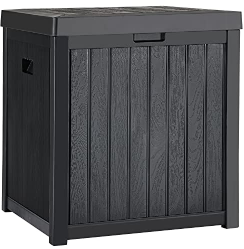 YITAHOME Coffre de Rangement Moyenne de 195L, Conteneur de Stockage Extérieur pour Fournitures de Piscine, Outils de Jardin, résistant au Marron, Verrouillable, Résine (Noir)