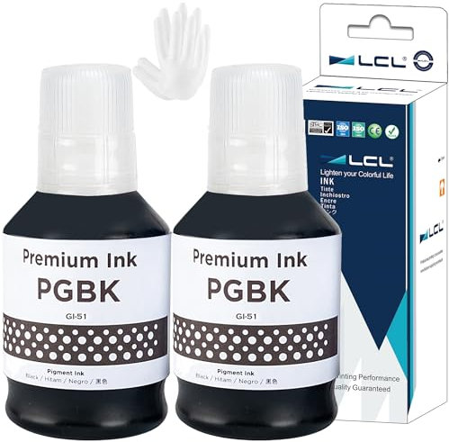 LCL Compatible Ink Bottle GI-51 GI-51PGBK GI-51BK Replacement for Canon Pixma G1520 G1560 G2520 G2560 G3520 G3560 G1530 G2570 G4570 G3570 G4570 (2PK Black )