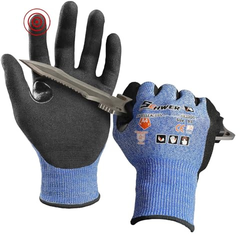 Schwer A4 AIR-SKIN Cut Resistant Work Gloves with Extreme Lightweight & Thin, Grip Glove for Fishing, Refined Work, Gardening Gloves for Yard, Touchscreen, 3D-Comfort Fit, Men Women Gifts, AR3900, L