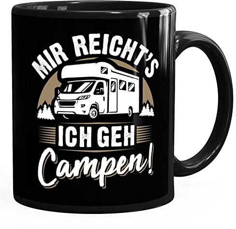 MoonWorks® Kaffee-Tasse Camping Home is where the Stellplatz is Geschenke für Camper Wohnmobil Spruch lustig schwarz standard