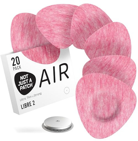 Not Just A Patch Freestyle Libre 2 Covers (20 Pack) - Thin, Strong and Light, Ultra-Long 14 Day Adhesion - Durable Lingo CGM & Libre 2 Sensor & Protector Patches - Air Libre 2 Pink