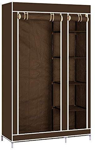 YIMING - Armario para dormitorio de adulto con dos puertas, armario de almacenamiento plegable y portátil, armario de tela no tejida, armario de ropa con barra (marrón, 110×45×175 cm)
