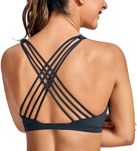 CRZ YOGA Damen Sport-BH Gepolstert ohne Bügel X-Rücken Sports Bra für Yoga Trainning Echte Marine XL