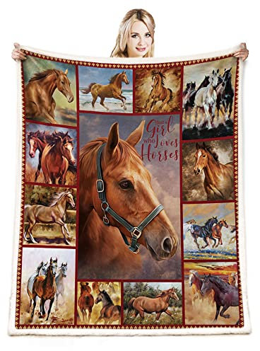 CYREKUD Coperta per cavalli, regalo per ragazze, regalo per cavalli, coperta da donna, regalo per gli amanti dei cavalli, super morbida e accogliente regalo a tema cavallo per uomini, coperta per