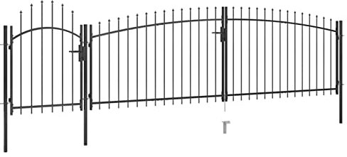 Gartentor mit Speerspitzen, elegant gewölbtes Design, stabile horizontale Streben, pulverbeschichteter Stahl, 5 x 1 75 m, für Garten Terrasse Innenhof
