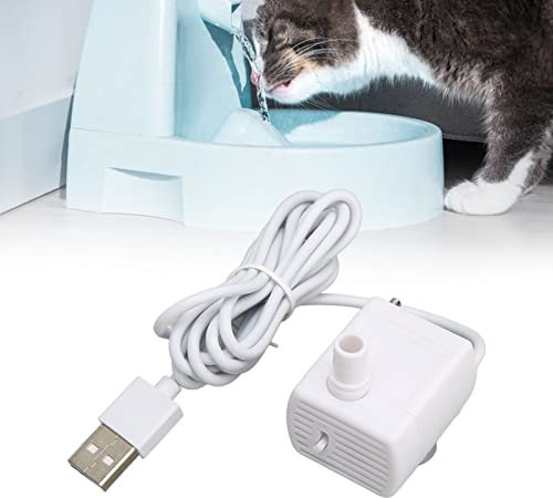 Pompe de Rechange pour Fontaines à Boire pour Animaux de Compagnie, Pompe à Eau Ultra Silencieuse et Longue Durée de Vie Alimentée par USB avec Adaptateur Compatible avec les Distributeurs D'eau en