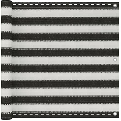 WIFESE Balkon Sichtschutz Terrasse 90x500 cm mit Ösen Balkonbespannung Balkonsichtschutz Schimmel und UV Beständig Balkonverkleidung Windschutz mit PE Seil Anthrazit Weiß HDPE
