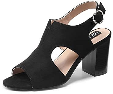 DREAM PAIRS Sandalo da Donna a Bocca di Pesce con Tacco Alto Scarpe Estive Classiche ed Eleganti con Fibbie Aperte in Punta Estate,Size 42,Nero,SDHS2351W-E