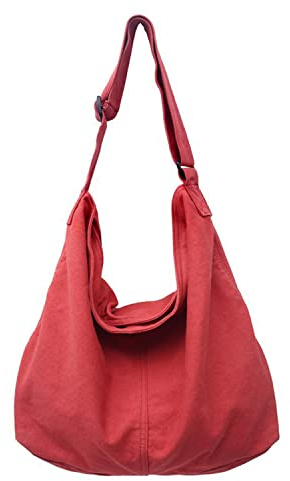 SINMIUANIME Segeltuch-Kuriertasche, große Umhängetasche, Handtasche, einfarbig, mit mehreren Taschen, Segeltuch, Schultertasche für Damen und Herren, 474 Rot