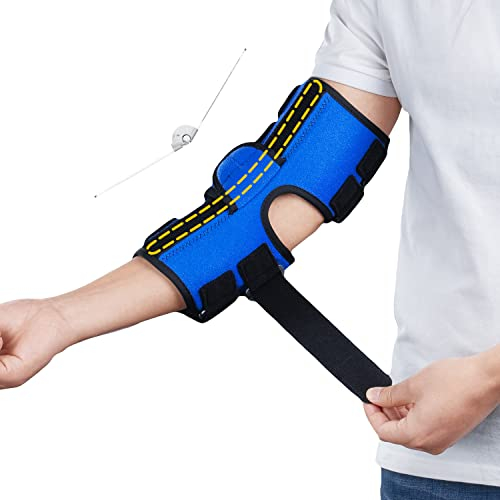 Sylong Ellenbogenbandage,Ellenbogenschiene für Kubitaltunnelsyndrom Ulnaris Einklemmung, Neu Aufgerüstet mit 4 Winkel Einstellbar, Fester Ellbogen,Verhindert Übermäßiges Biegen,für Männer Frauen -S/M