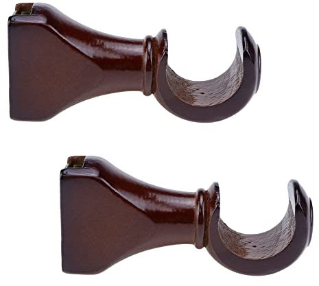 HEVSTIL Gardinenstangenhalterungen aus Holz, für 3,8 cm lange Gardinenstangen, Wandhalterung, Braun, 2 Stück